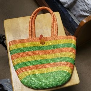 Multi-colored Straw Tote Bag